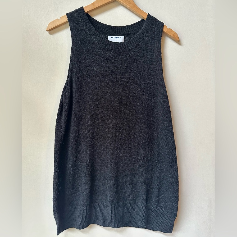 Long black knit sweater tank top. Black from Old Navy.